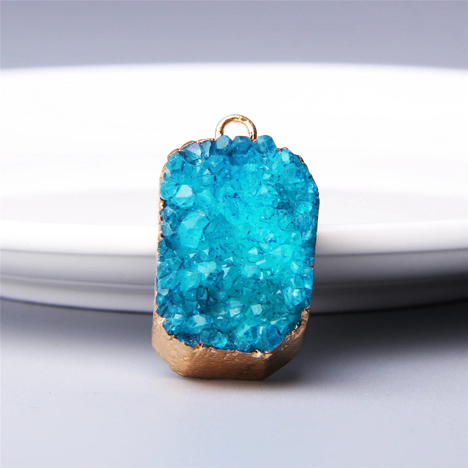Синий кулон agates Druzy кулон женский разноцветный натуральный камень сделанный кварц друзы Медальон натуральный камень ювелирные изделия из друзы DIY