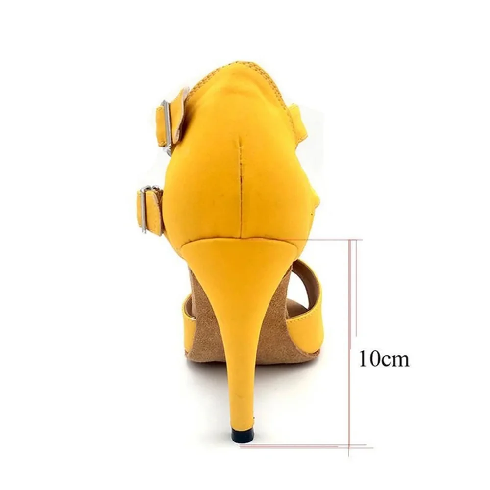 Yellow Latin Dance Shoes High Top Heel Ankle Boots Sandals Women Ballroom Dance  Ladies Tango Salsa  Dance Shoes Heels 6 8 10 CM