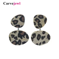 carvejewl leopard print stud earrings for women jewelry simple fashion korean earrings girl gift vintage 2 pieces earrings hot