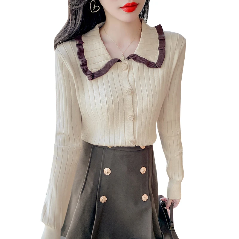 Женский трикотажный кардиган однобортная облегающая Однотонная рубашка с