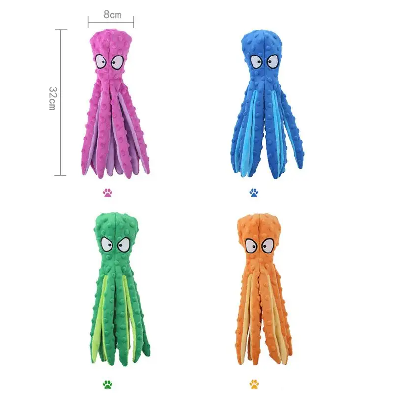 

8 Legs Octopus Soft Stuffed Plush Squeaky Dog Squeakers Toy Sounder Sounding Paper Middle Big Sized Dogs Frenchbull