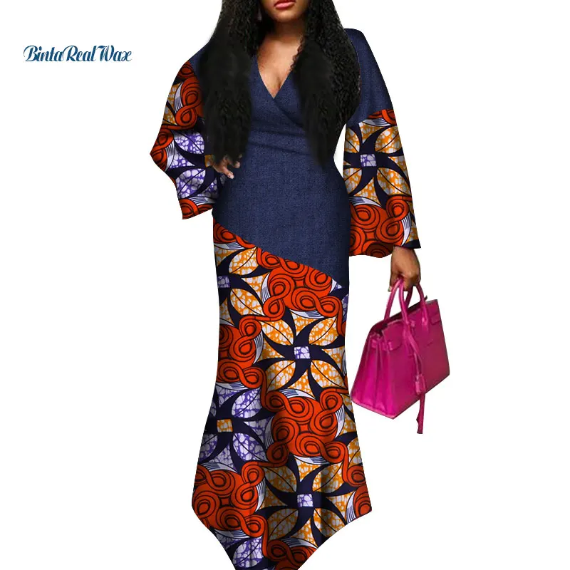 Сексуальные платья с V-образным вырезом африканская одежда Дашики африканские