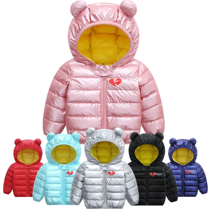 Яркая Ткань с капюшоном хлопковое зимнее пальто для девочек зимняя куртка