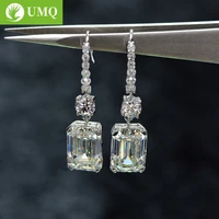 umq luxury 6 5 carat sparkling moissanite 925 sterling silver earrings for women high quality wedding engagement party jewelry