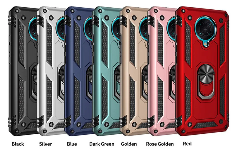 Luxury Armor Shockproof Case For Xiaomi POCO F2 Pro case Silicone Hybrid Cover For Xiaomi PocoPhone M2 Pro Metal Ring POCO X2