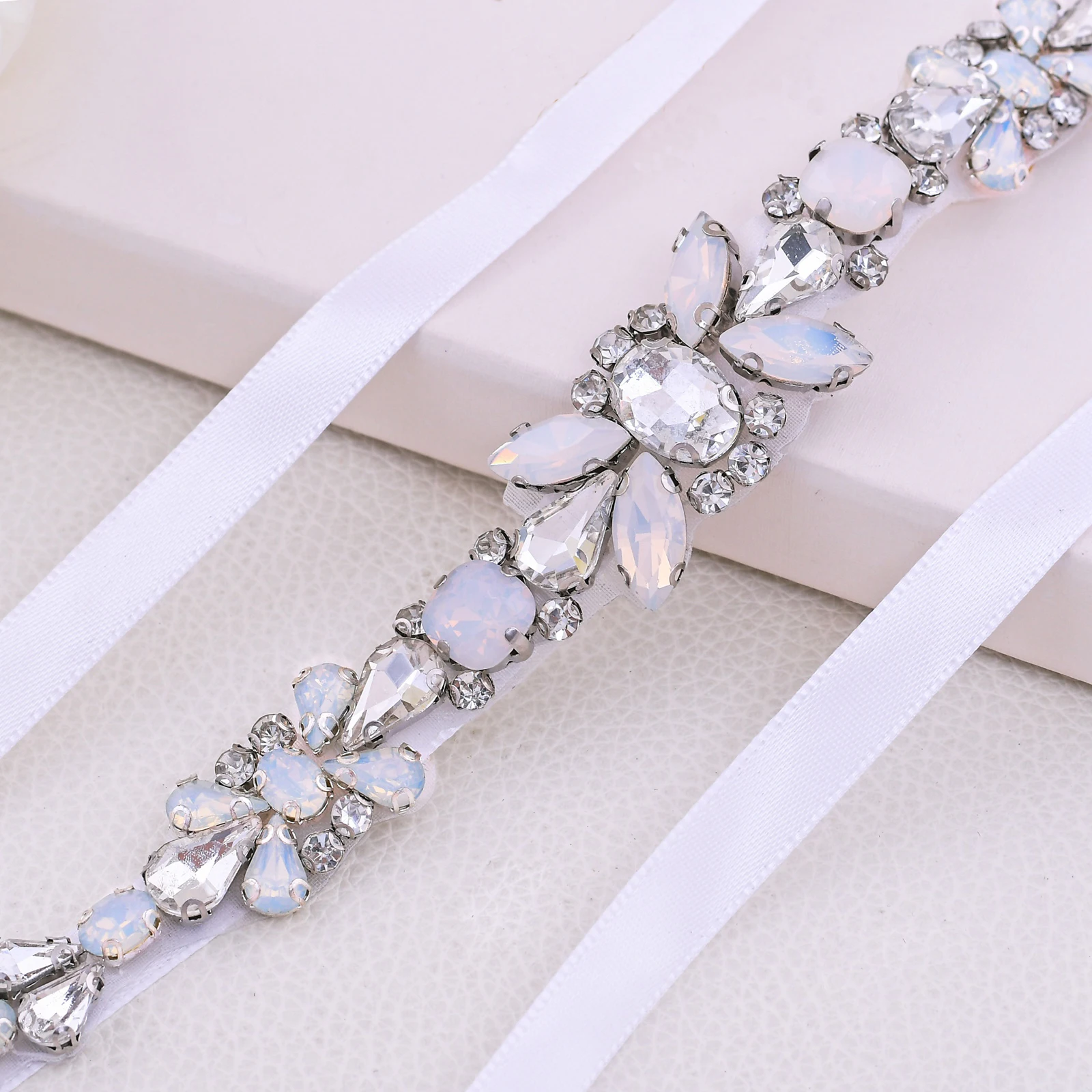 

S384 роскошные женские свадебные пояса свадебное платье аксессуары опал жемчужина блесток Пояс Серебряный лента Выпускной вечер Стразы неве...