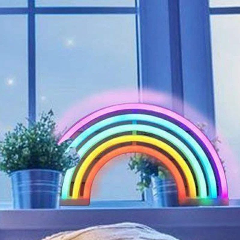 Новый милый Радужный неоновый знак светодиодный светильник для декора общежития