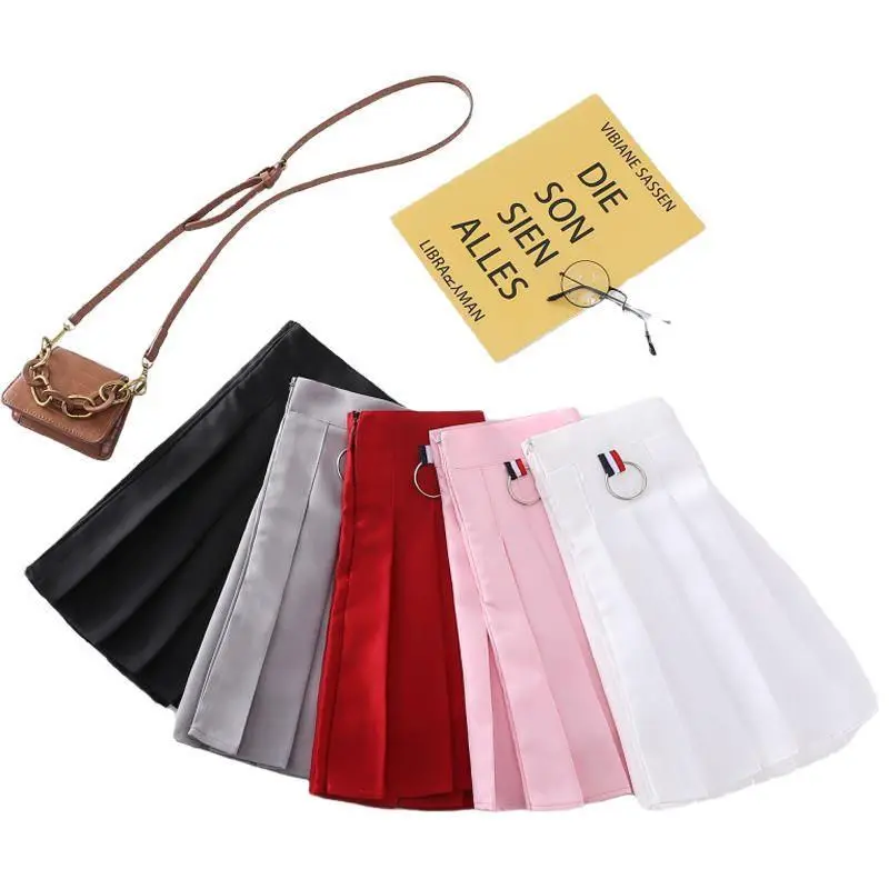 

Solid Color Summer Women's Skirts 2021 High Waist Students Sexy Pleated Skirt Cute Sweet Girl Gothic Dancing Y2k Mini Skirt