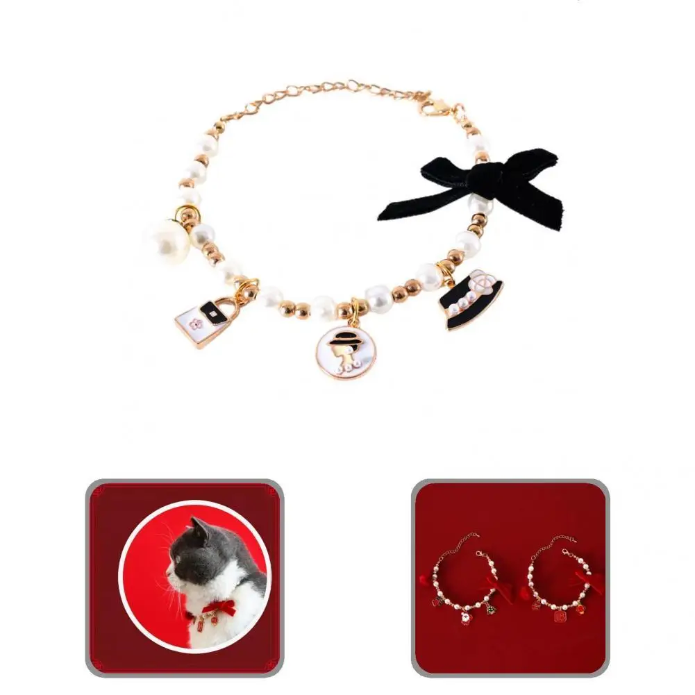 

Adjustable Beautiful Puppy Cats Collar Necklace Velvet Cat Necklace Christmas Elements for Holiday