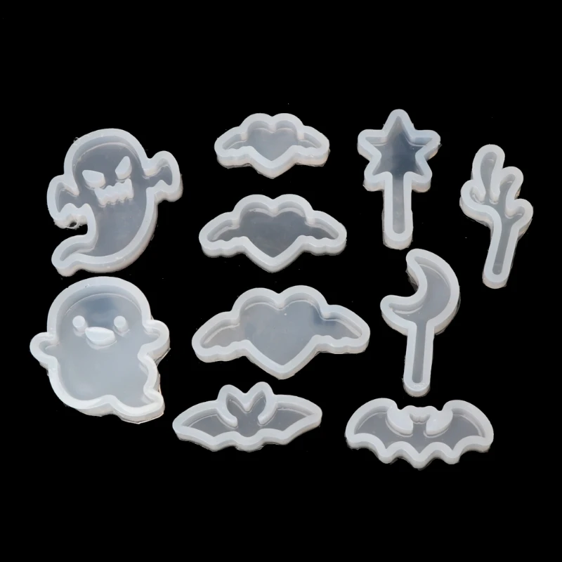 

10 шт., силиконовая форма для подвесок в виде звезды, луны, призрака, эльфа