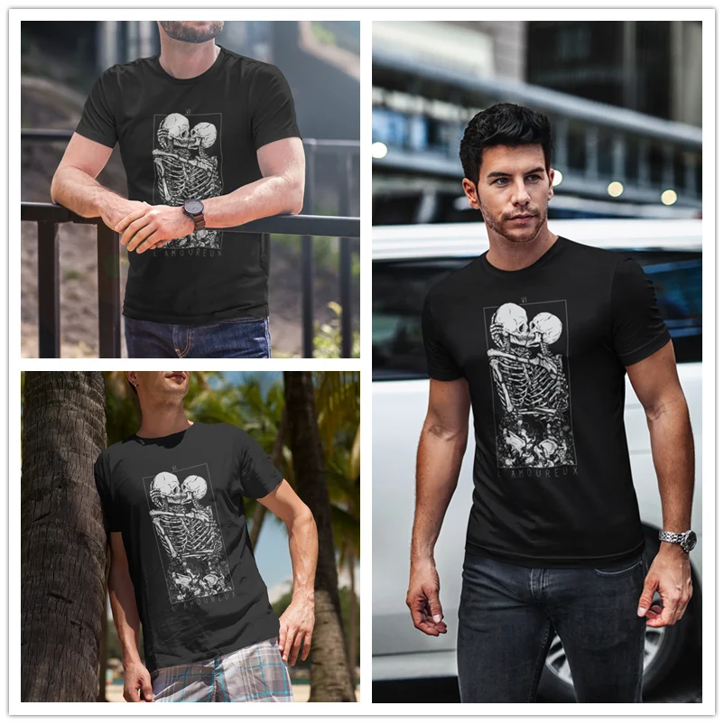 Скелет Футболка Keep Calm and остаться &quotВлюбленные&quot лето XXX футболка с коротким