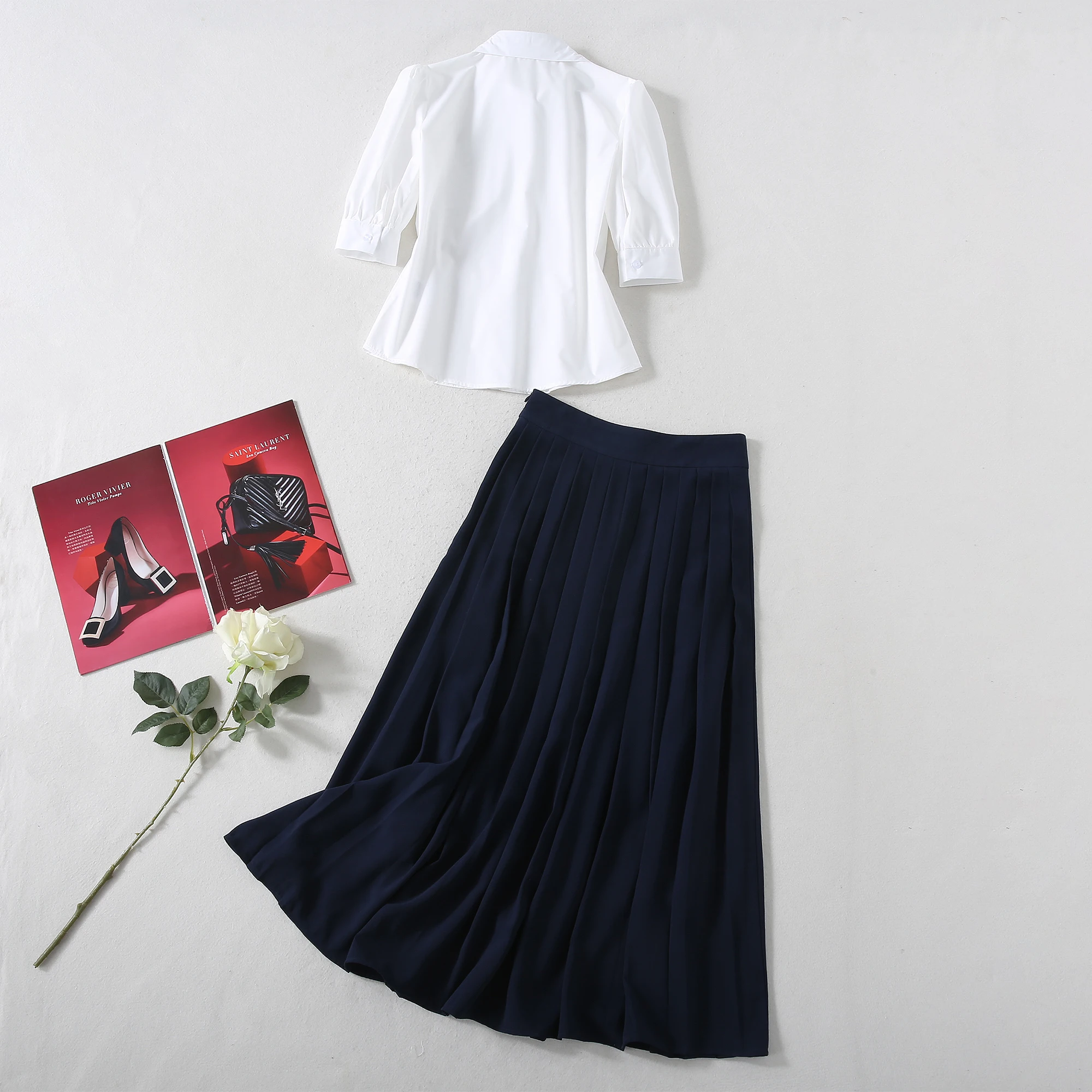 

JCHB 2021 star same women's white shirt skirt new style temperament two piece suit