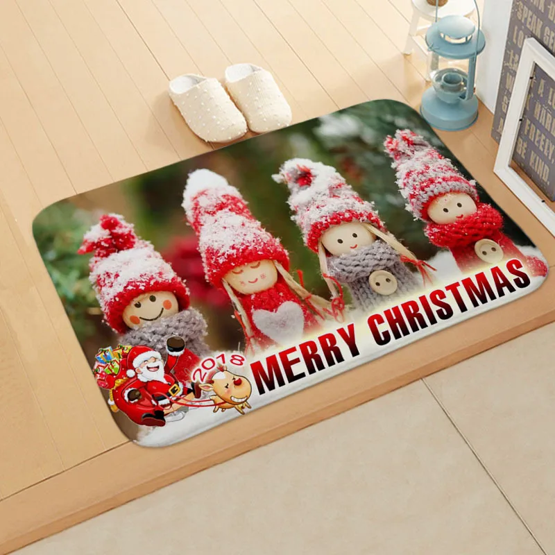 

Merry Christmas Print Doormat Anti-slip Absorb Water Bath Mat Bathroom Home Kitchen Bedroon Floor Mat Entrance 40*60cm DD-0124