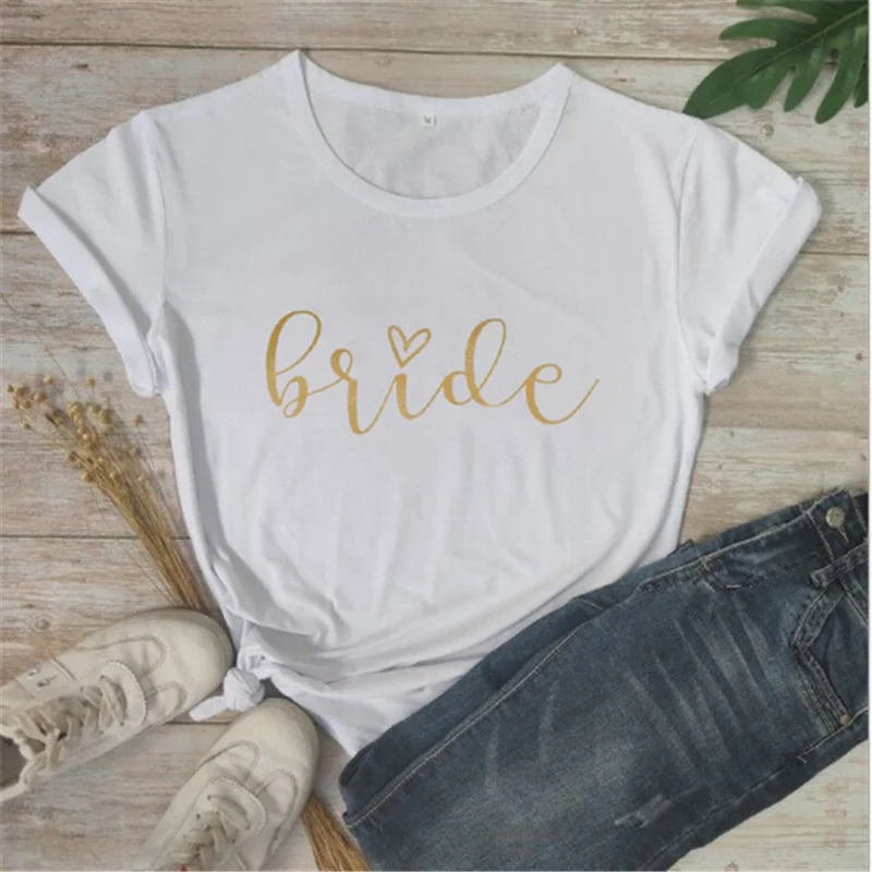 Футболка с коротким рукавом для невесты украшение свадебной вечеринки девичья