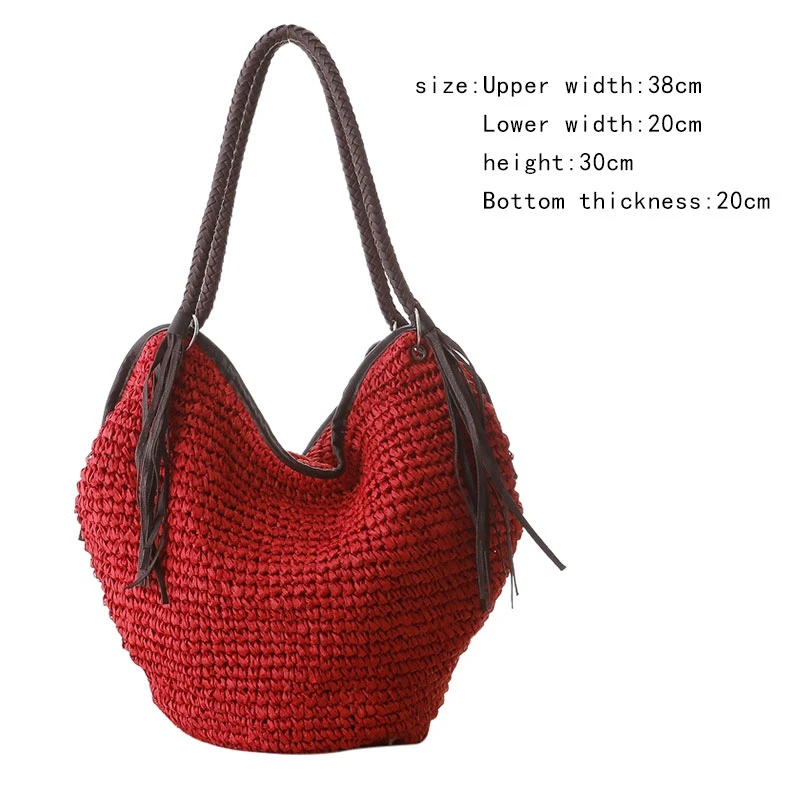 

Paper Women Shoulder Bag Casual Large Capacity Rattan Tote Bags for Women Wicker Woven Beach Handbag Women's Bag