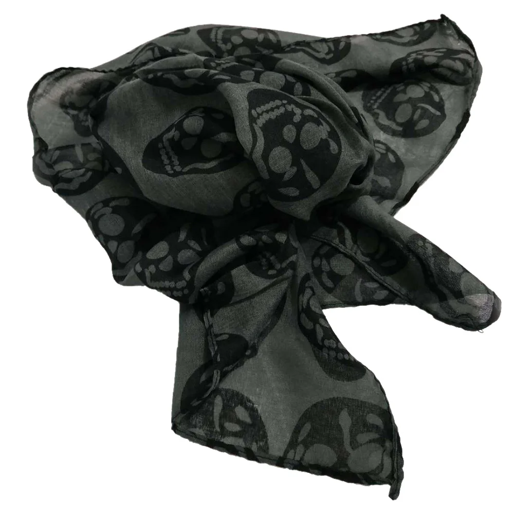 Осенний женский череп шарф с принтом для женщин из хлопка и льна Летняя Пляжная