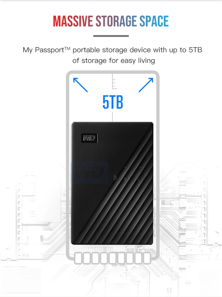 WD мой паспорт 4 ТБ внешний жесткий диск 1 ТБ 2 ТБ USB 3,0 Портативный шифрование жесткого диска HD устройств хранения SATA для ноутбука Тетрадь Mac