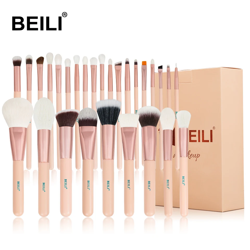 BEILI Pink 28 шт. кисти для макияжа из козьей шерсти пудра консилер румяна набор кистей