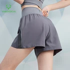 Vansydical женские 2 в 1 шорты для занятий йогой быстросохнущие летние спортивные шорты для бега шорты для занятий фитнесом с подкладкой