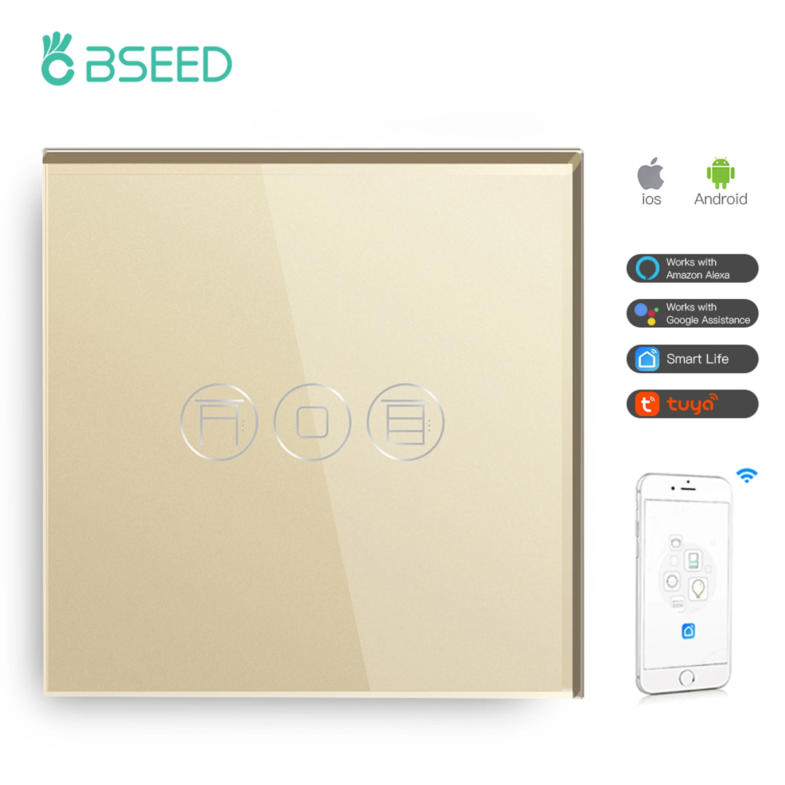 Беспроводная розетка Bseed переключатель роликовой шторки Wi-Fi Smart переключатели Wifi