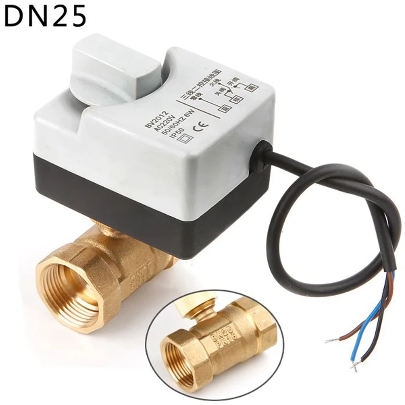Ac220V Dn25 2 Way 3 провода моторизованный шаровой клапан электрический привод с ручным