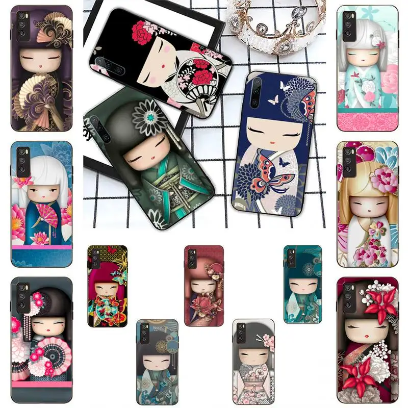 

kawaii Japanese Kokeshi Doll For Huawei Honor 7A 8X 9 10 20lite 10i 20i 7C 8C 5A 8A for Honor Play 9X pro Mate 20 lite Capa
