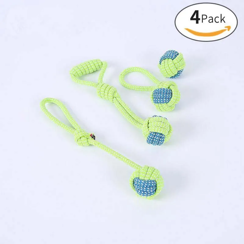 

1Pcs Pet Dog Outdoor Toys Bite-resistant Cotton Rope Toy Molar Tooth Cleaning Rope Knot Ball Cat and Dog Toy Set