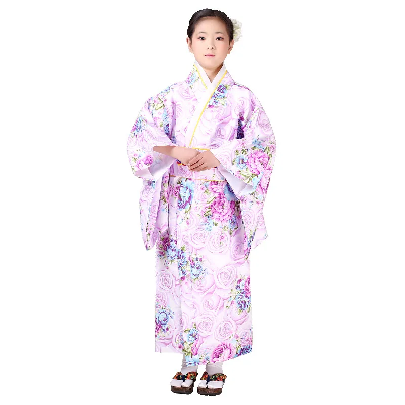 

Traditional Japanese Kimono Dress Asian Clothes For Boys Girls Yukata Stage Dance Costumes Samurai Long Sleeve