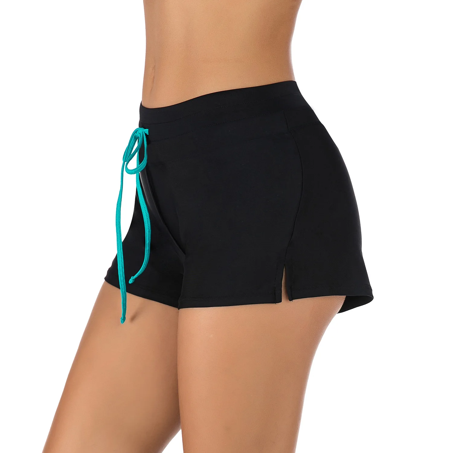Женские Повседневные Дышащие широкие шорты с поясом Шорты для плавания разрезом