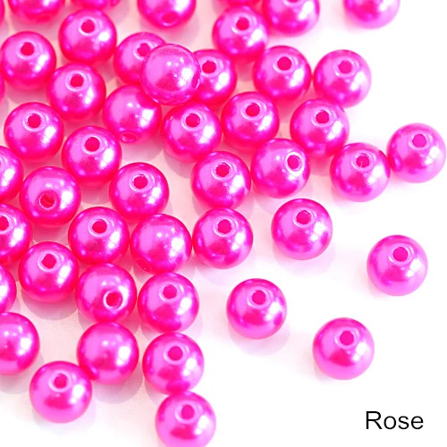 Rose Много цветов ABS имитация жемчуга круглые бусины с дырочками DIY браслет серьги Подвески швейные бусы ожерелье Изготовление ювелирных изделий B3625 - Цвет: Rose