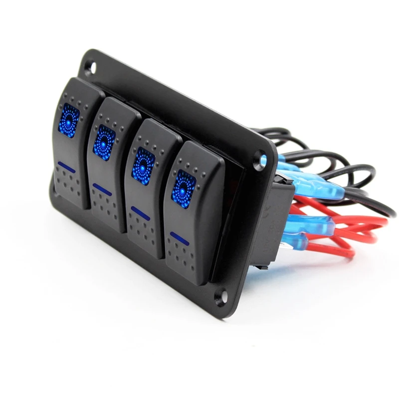 12V 24V 4 банда синий 2 светодиодный светильник кулисный переключатель Панель