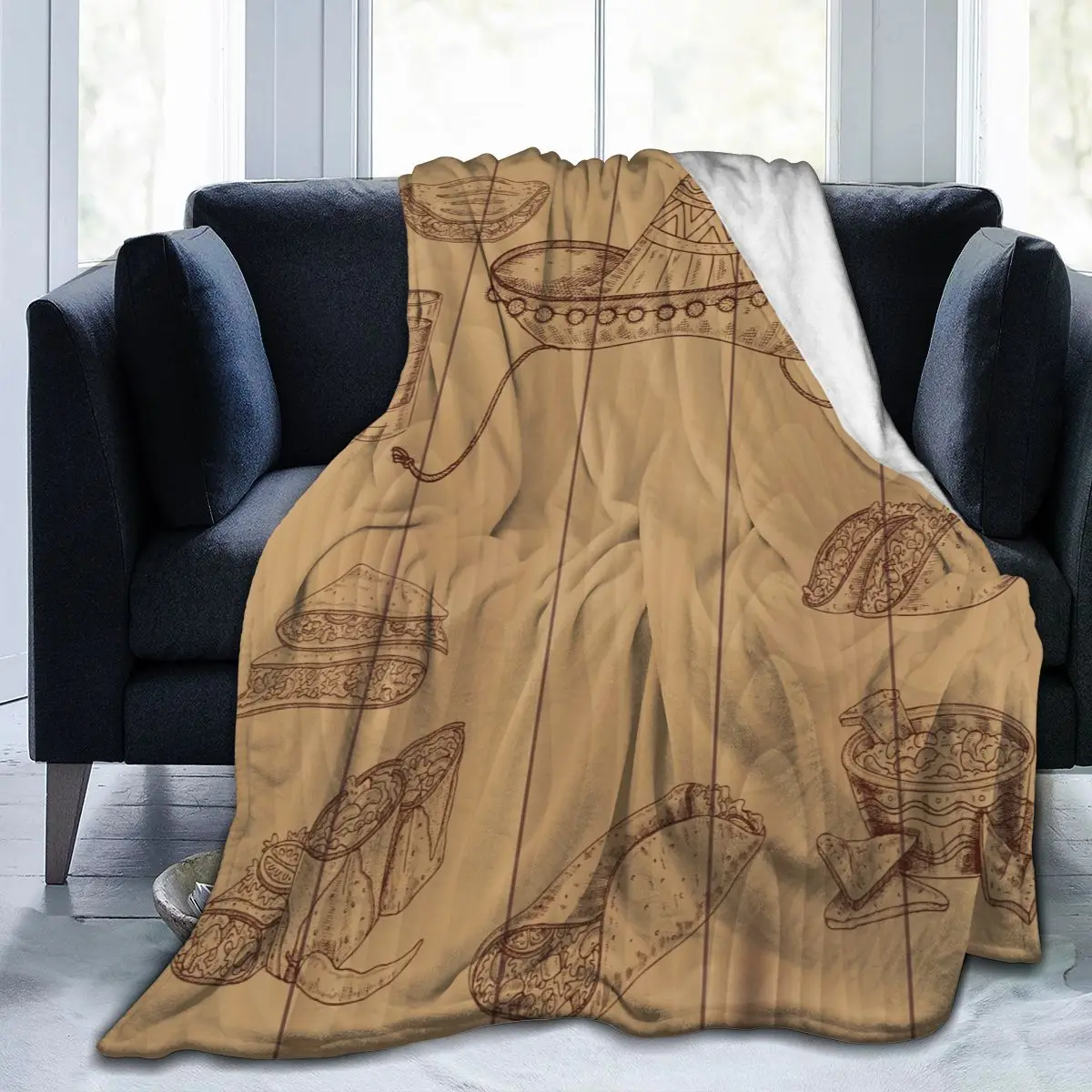 

Flannel Blanket Mexican Food Light Thin Mechanical Wash Warm Soft Blankets Throw on Sofa Bed Travel Patchwork
