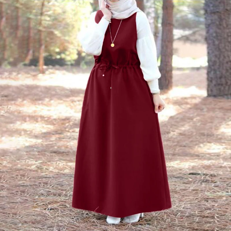 Платье-Кафтан женское, без рукавов, с круглым вырезом