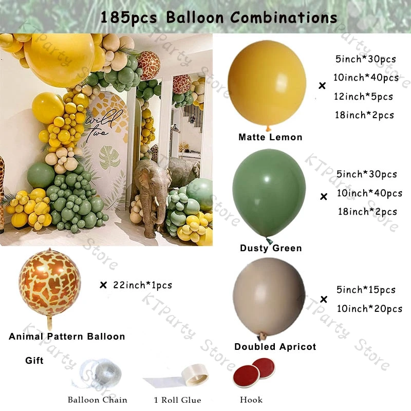 185 шт. шалфей зеленый воздушный шар гирлянда арочный комплект детский день