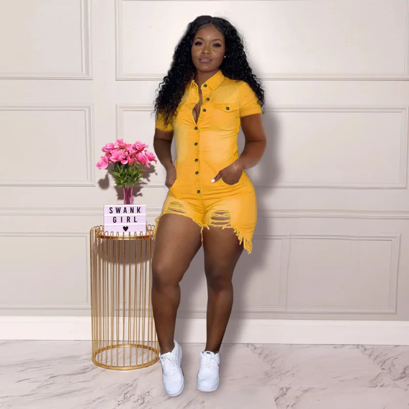 

2021 Summer Women's Fashion Denim Romper Shorts Feminine Clothes Casual Rompers Playsuits Catsuit Bodysuits For Women Pants Sexy
