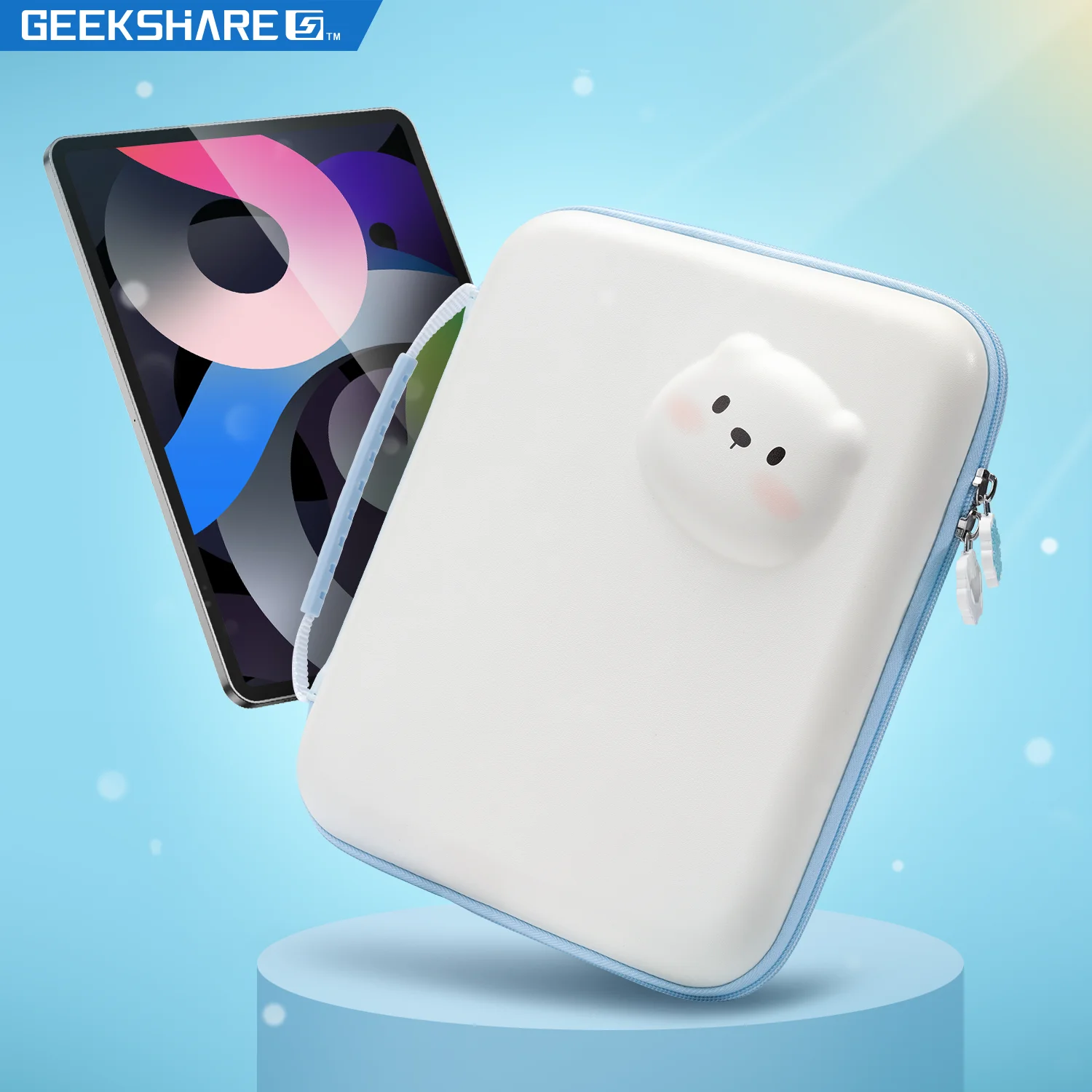 

Жесткий чехол GeekShare для iPad Pro, защитный чехол для планшета 11 дюймов с клавиатурой, большая сумка с милым белым медведем