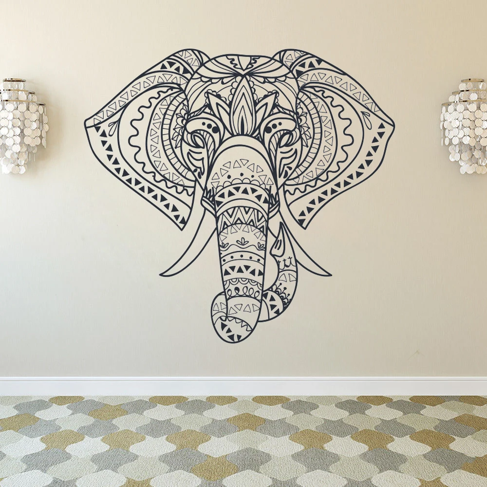 

High Quality Religion Elephant Wall Sticker for Living Room house decoration animals Decal Removable Vinyl MuralHome Decor HY329