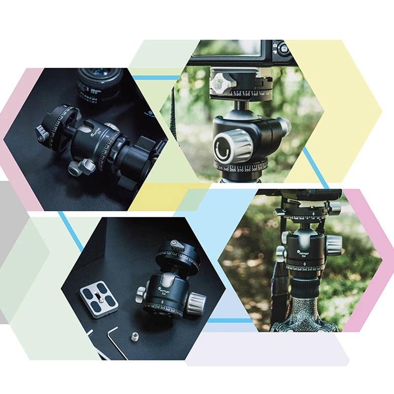 

FITTEST Ball Head Low Center of Gravity Head, Portable Panoramic Ball Pan/Tilt Holder, Suitable for SLR Camera