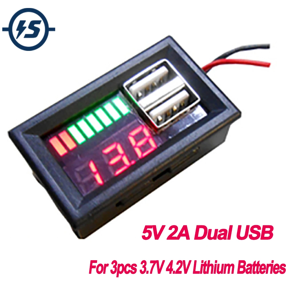 Вольтметр с индикатором емкости литиевой батареи тестер напряжения 5 в 2 а
