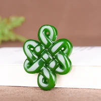 natural green white jade chinese knot pendant necklace double sided carved jadeite charm jewelry amulet fashion men women gifts