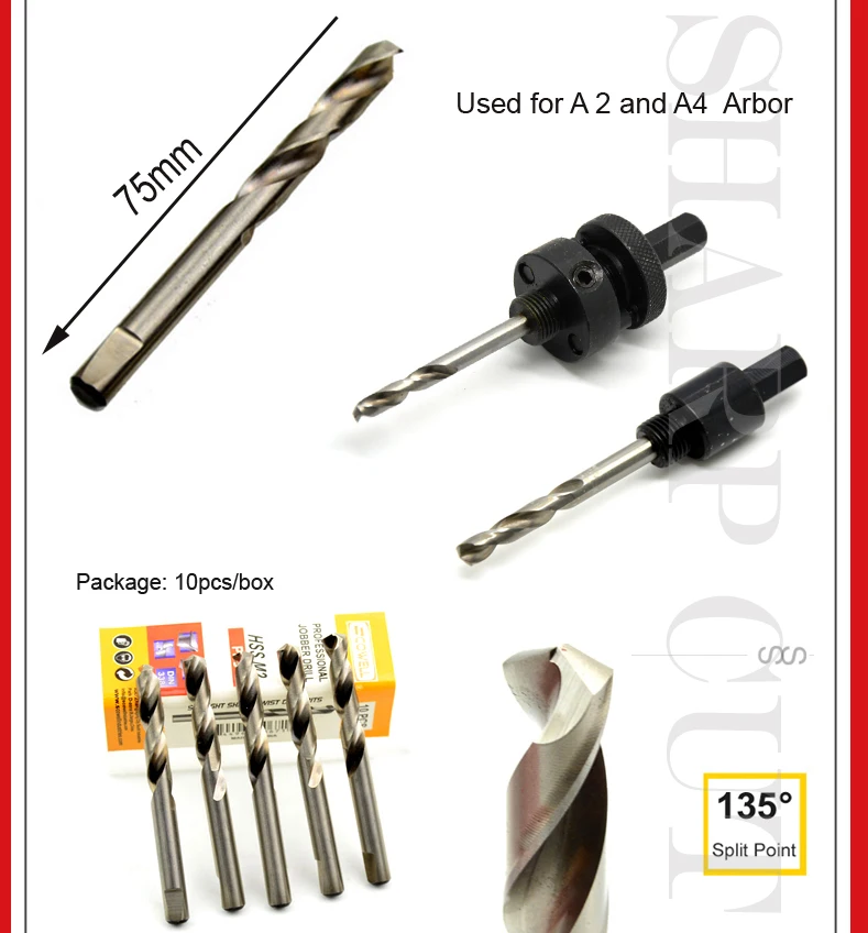 30% OFF 6,35*103 мм/6,35*75 мм 10 шт фрезерованные хвостовиком сверло бит для кольцевая пила Арбор 10 шт./кор. Cencter сверла