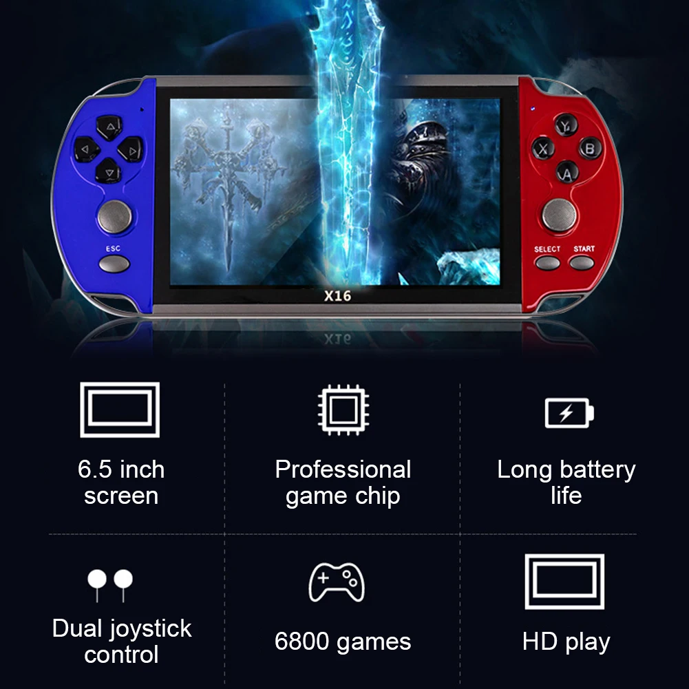 

X16 Handheld Game Console Portable Handheld Gaming Player Console with 8GB TF Card Classic Game Console Support AV Output