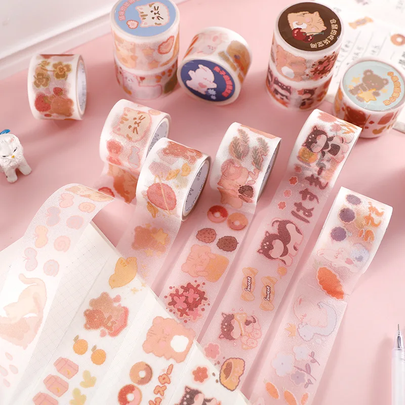 

Small Animal Series Frosted Pvc Tape Cute Color Hand Account Material Diary Side Decoration Stickers Office Supplies Washi Tape