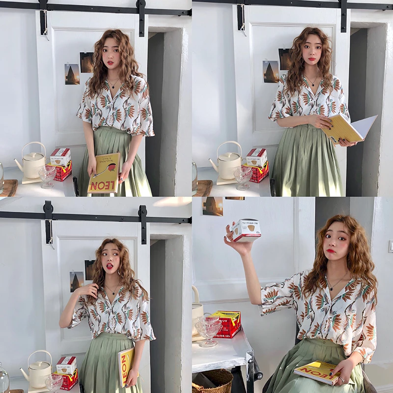 Женская рубашка новинка 2020 летняя Свободная Повседневная блузка женская с