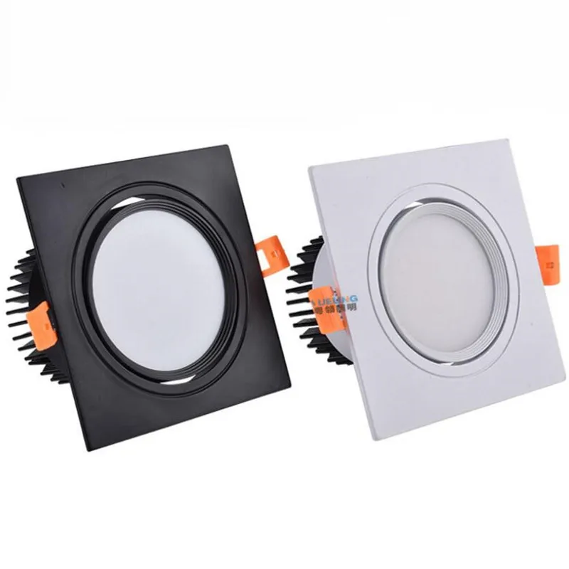 4 tipos cuadrada de techo regulable proyector descendiente de LED empotrado lámpara de techo 9W 12W 15W AC85-230V foco LED COB iluminación interior