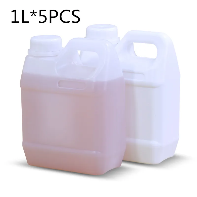 5PCS square plastic bottles 1 liter small Gallon bottle with Tamper Evident Lids leakproof jug container