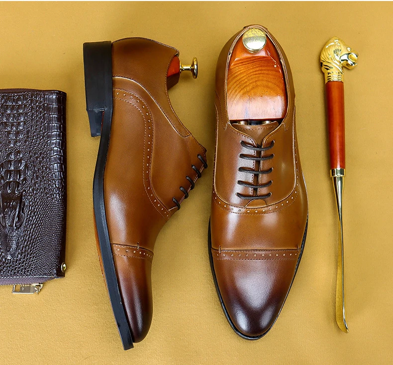 Туфли оксфорды мужские классические натуральная кожа заостренный носок на