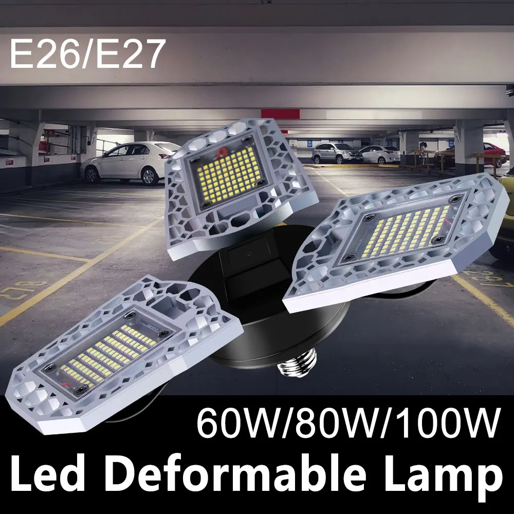 

220 LED Lamp Bulb E27 Garage Light LED E26 Wall Lamp 60W 80W 100W Spotlight 110V Waterproof High Bay Light UFO Ultra Bright Bulb