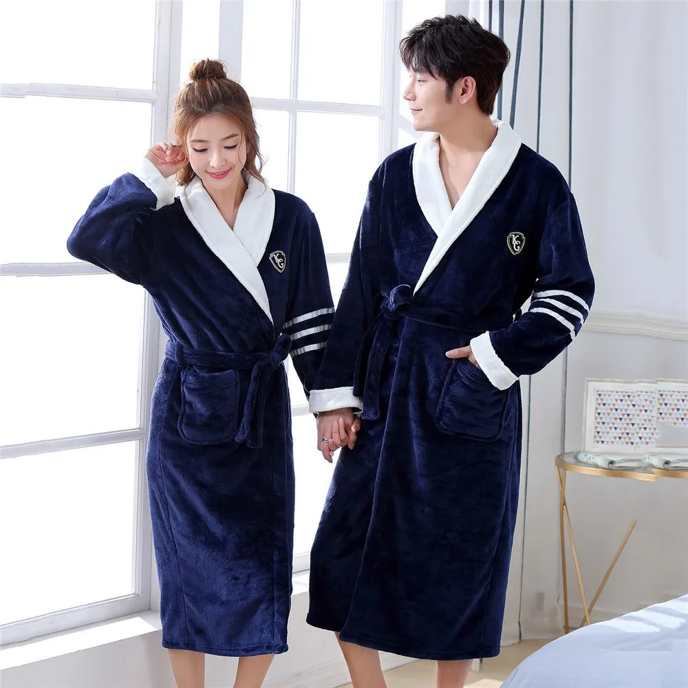 

Soft Women Flannel Bathrobe Oversize 3XL Kimono Gown Nightgown Casual Sleepwear Intimate Lingerie Loose Lounge Wear Homewear