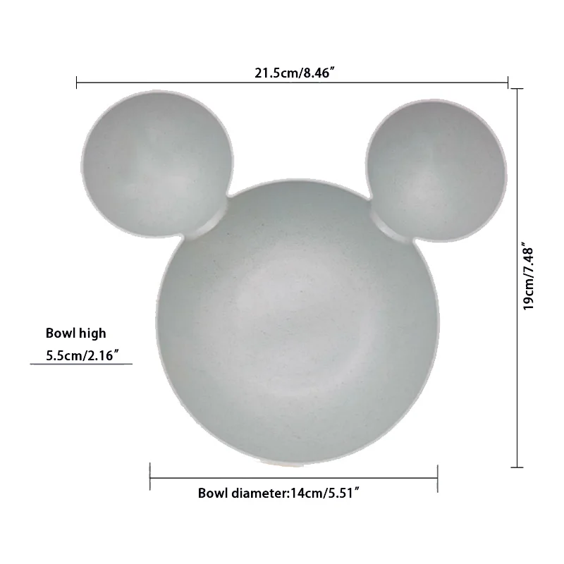 2PCS/Set Children Baby Cartoon Mouse Mickey Bowl Dishes Plate Infant Rice Feeding Bowls Plastic Snack Plate Tableware Lunch Box